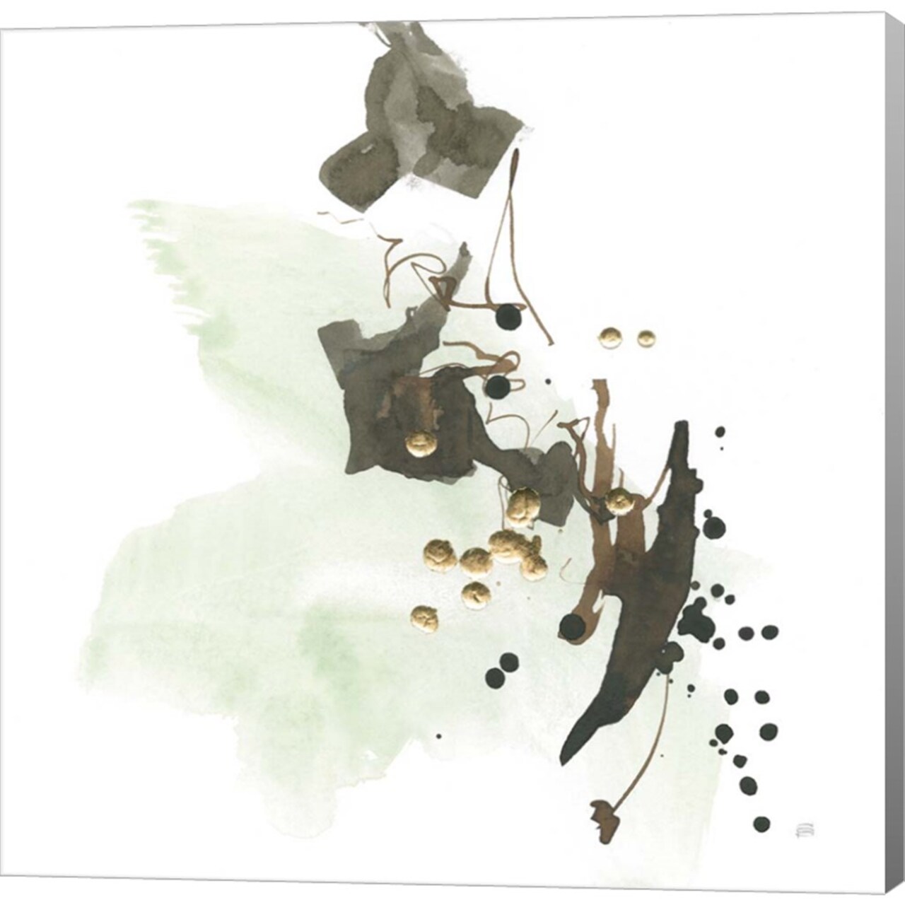 Gold Dots II Green by Chris Paschke 24" x 24" Canvas Wall Art